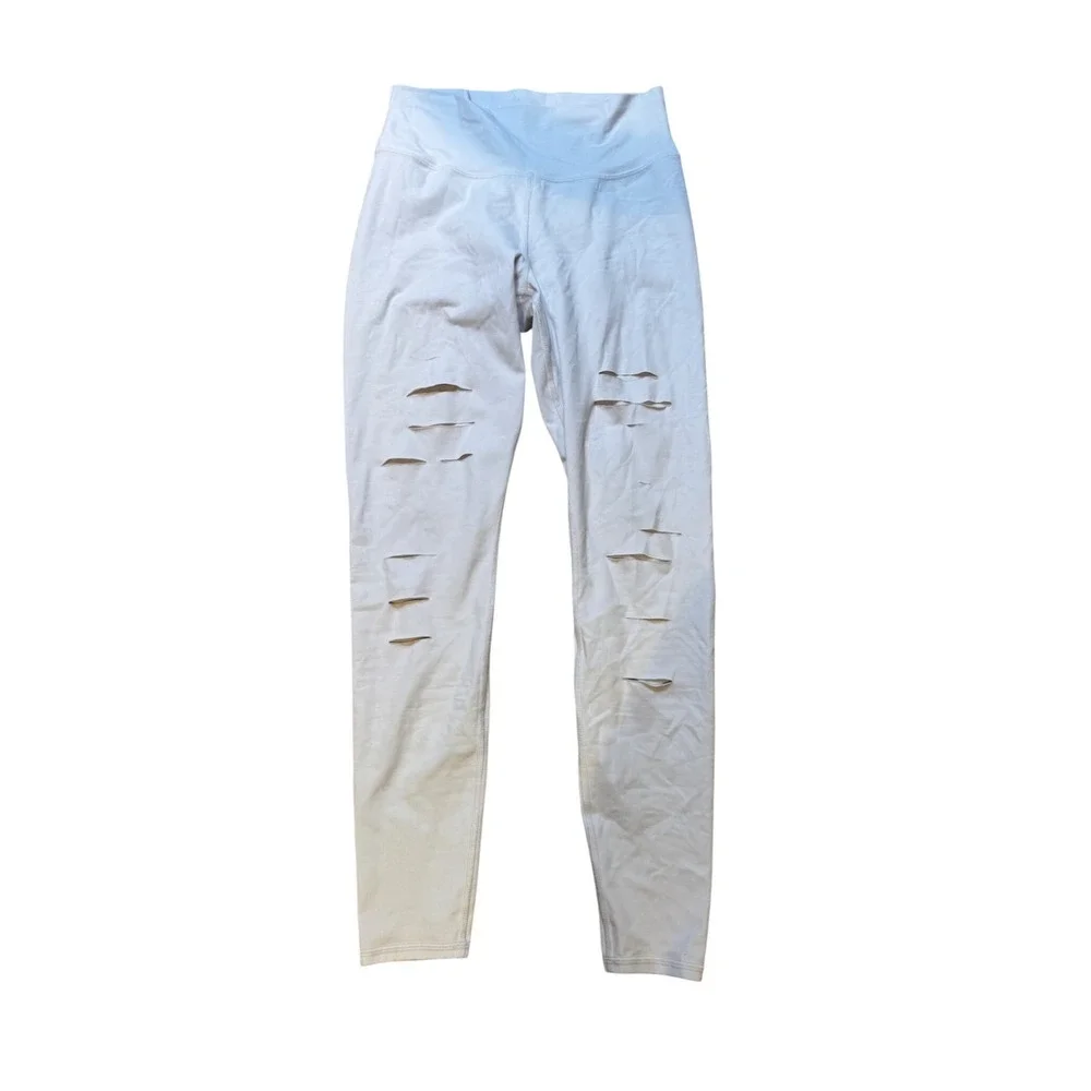 Alo Yoga Distressed‎ High Waist Leggings White Size L warrior legging